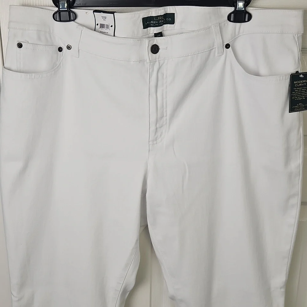 LRL‎ Lauren Modern Curvy Straight Leg Denim: Color- White: Size 22W SEE DETAILS